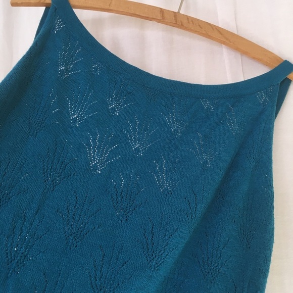 Dana Buchman Rayon Nylon Knit Sleeveless Tank Sz Large Teal Minimal Boho Office - Picture 5 of 12